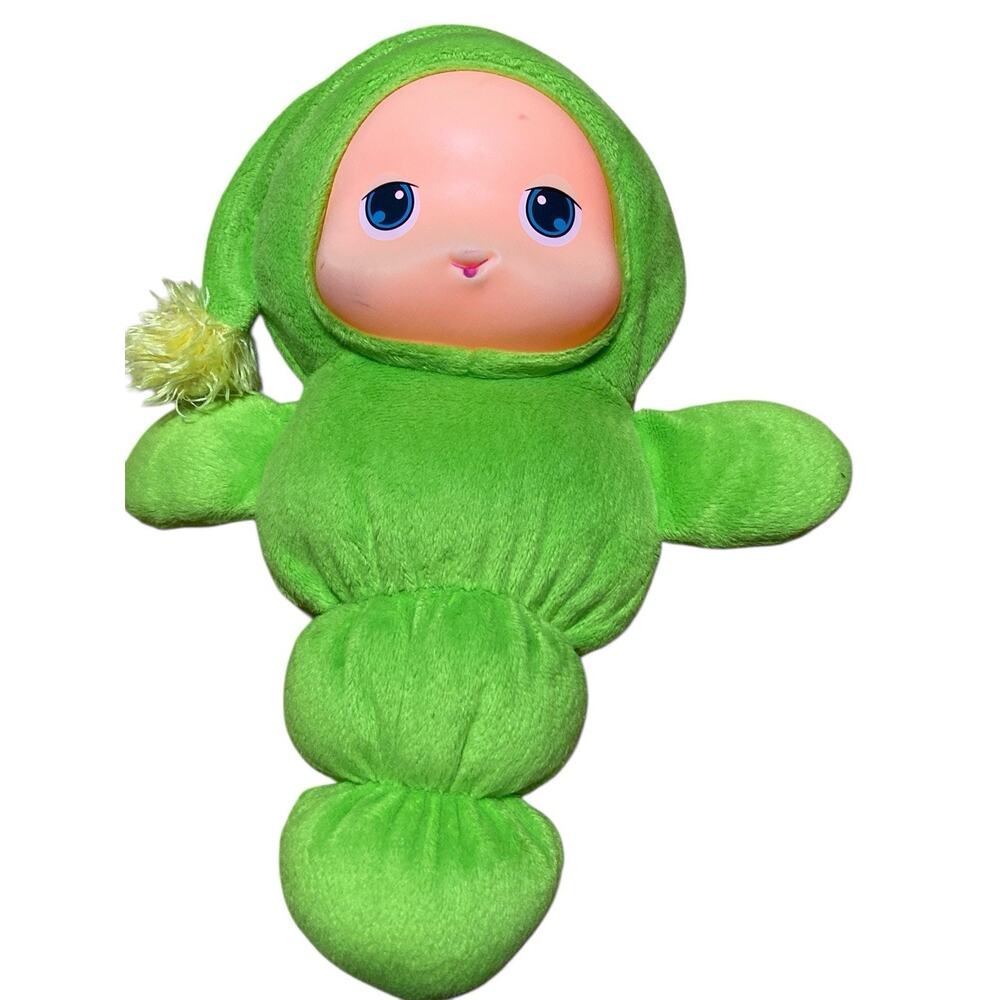 Hasbro Playskool Glo Worm Lullaby 2009 10" Green Soft plush Light & Music Works